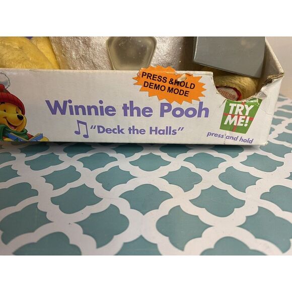 Disney Christmas Animated Musical Winnie the Pooh Ceramic/Plush "Deck the Halls" - Picture 2 of 5